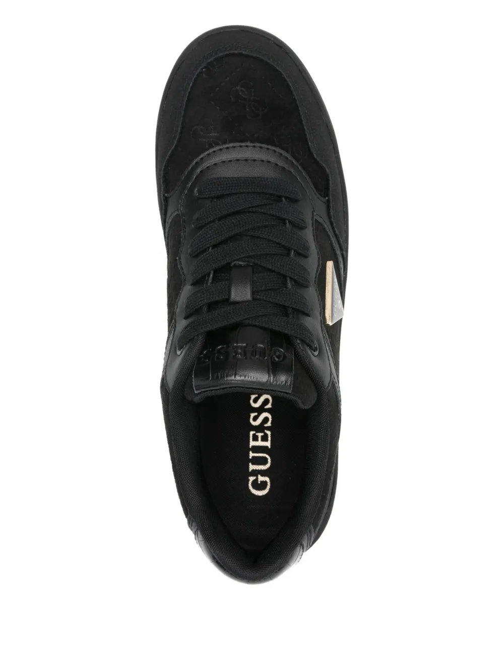 Guess Usa Miram9 Logo-plaque Sneakers In Black