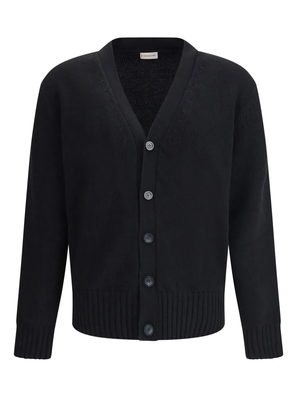 Moncler button-fastening logo-patch cardigan | Black | Image 1