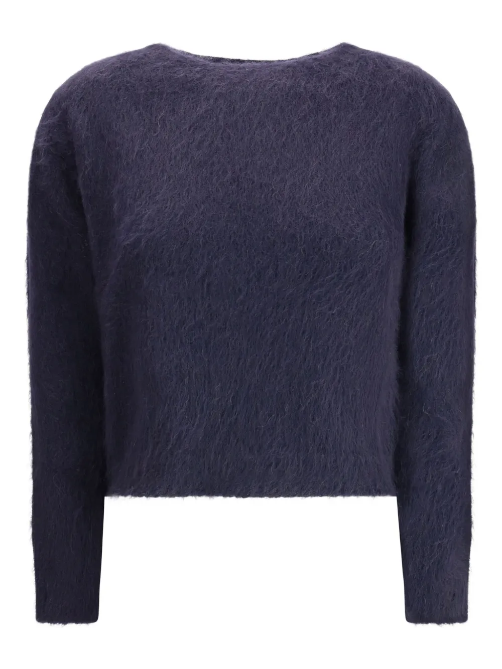 Max Mara Turtleneck Sweater In Brushed Mohair-blend Yarn In Blue