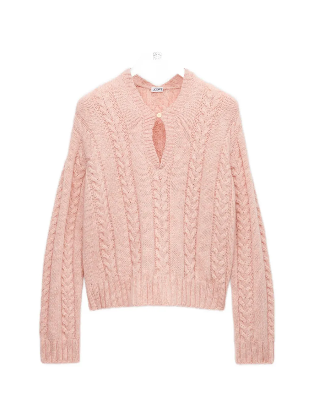 LOEWE cable-knit v-neck sweater - Pink
