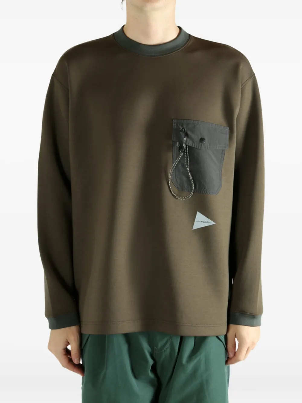 And Wander chest-pocket crew-neck sweatshirt - Bruin