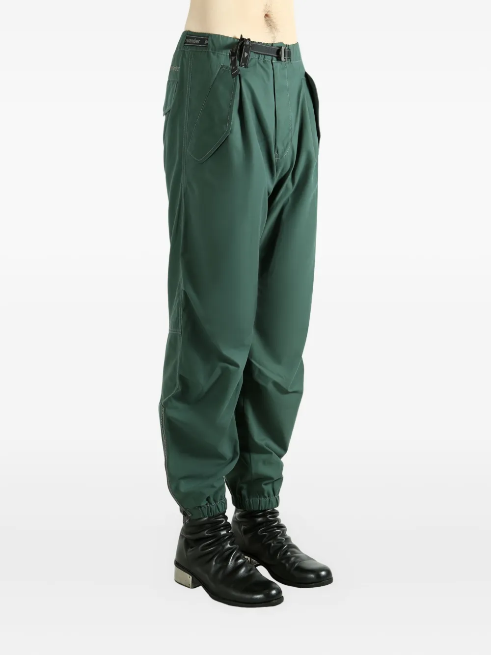  And Wander Belted-waist Track Pants - Green 