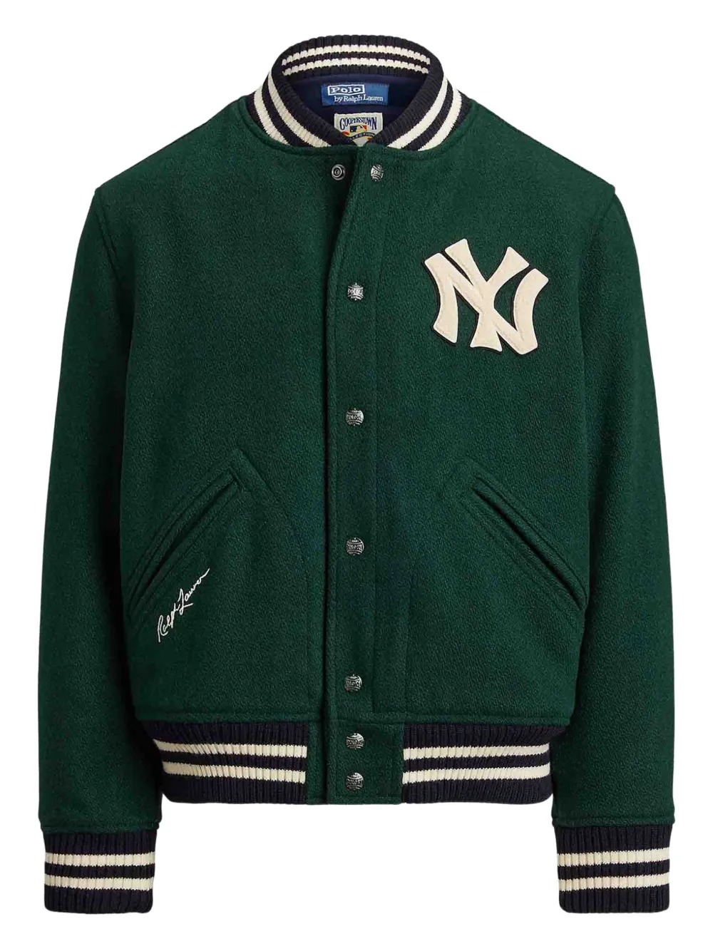 Polo Ralph Lauren xYankees striped-hem jacket - グリーン Polo Ralph Lauren xYankees striped-hem jacket - グリーン