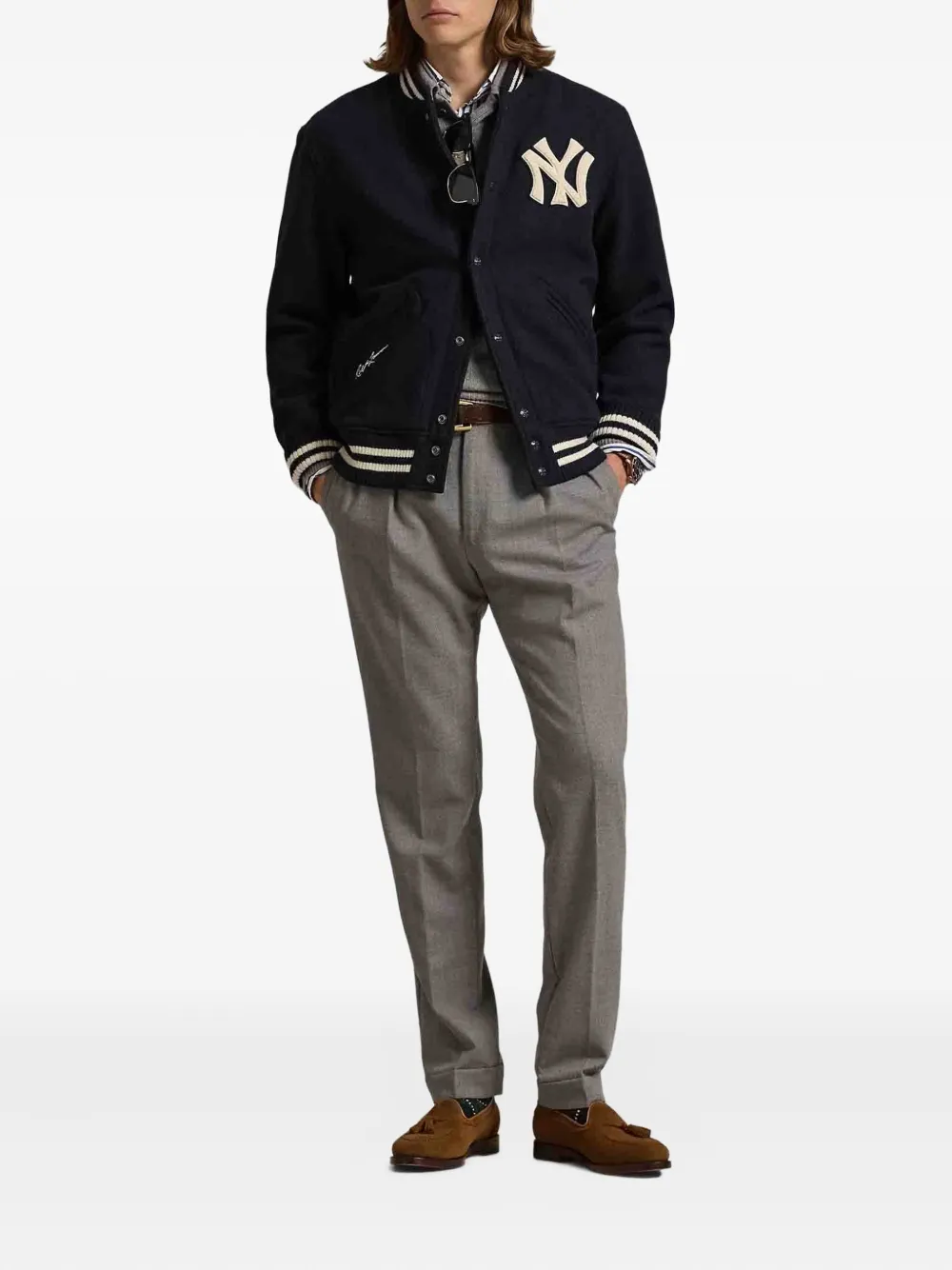 Polo Ralph Lauren chamarra con dobladillo de rayas en colaboración con Yankees | Chamarras bomber | Image 2