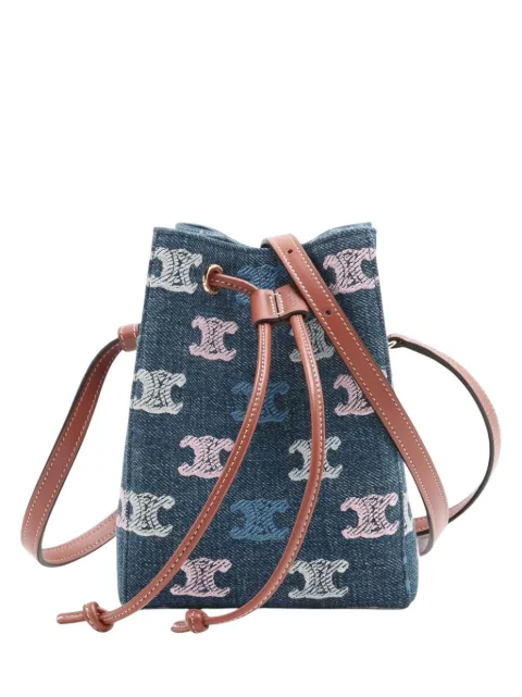 Celine Pre-Owned 2021-2025 Micro Triomphe Denim Sailor bucket bag