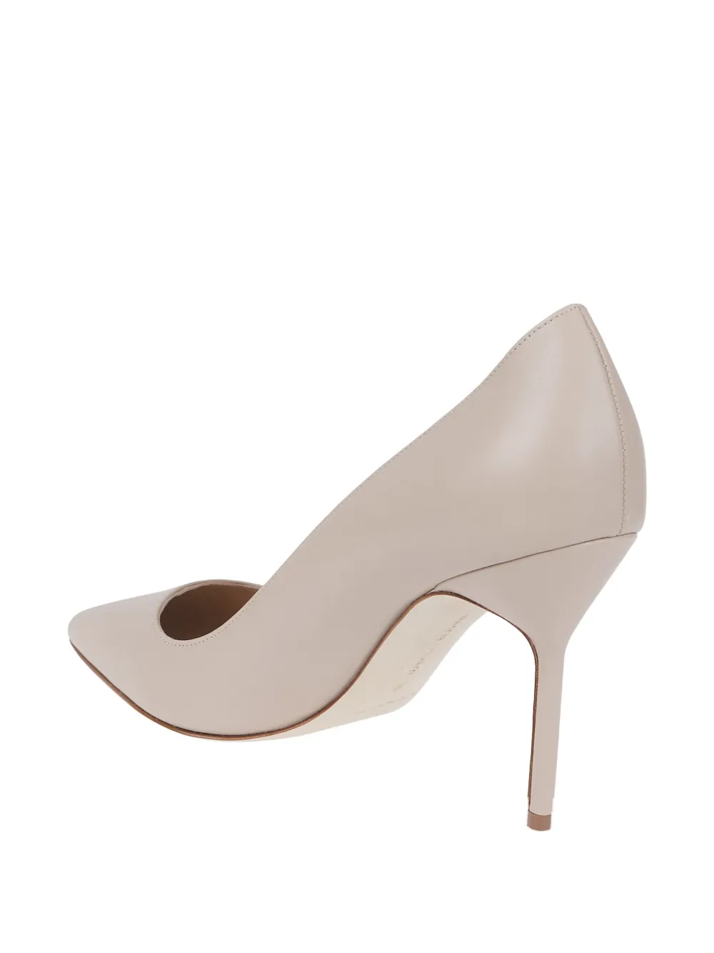 Manolo Blahnik 90mm Pointed-toe Leather Pumps In Neutral