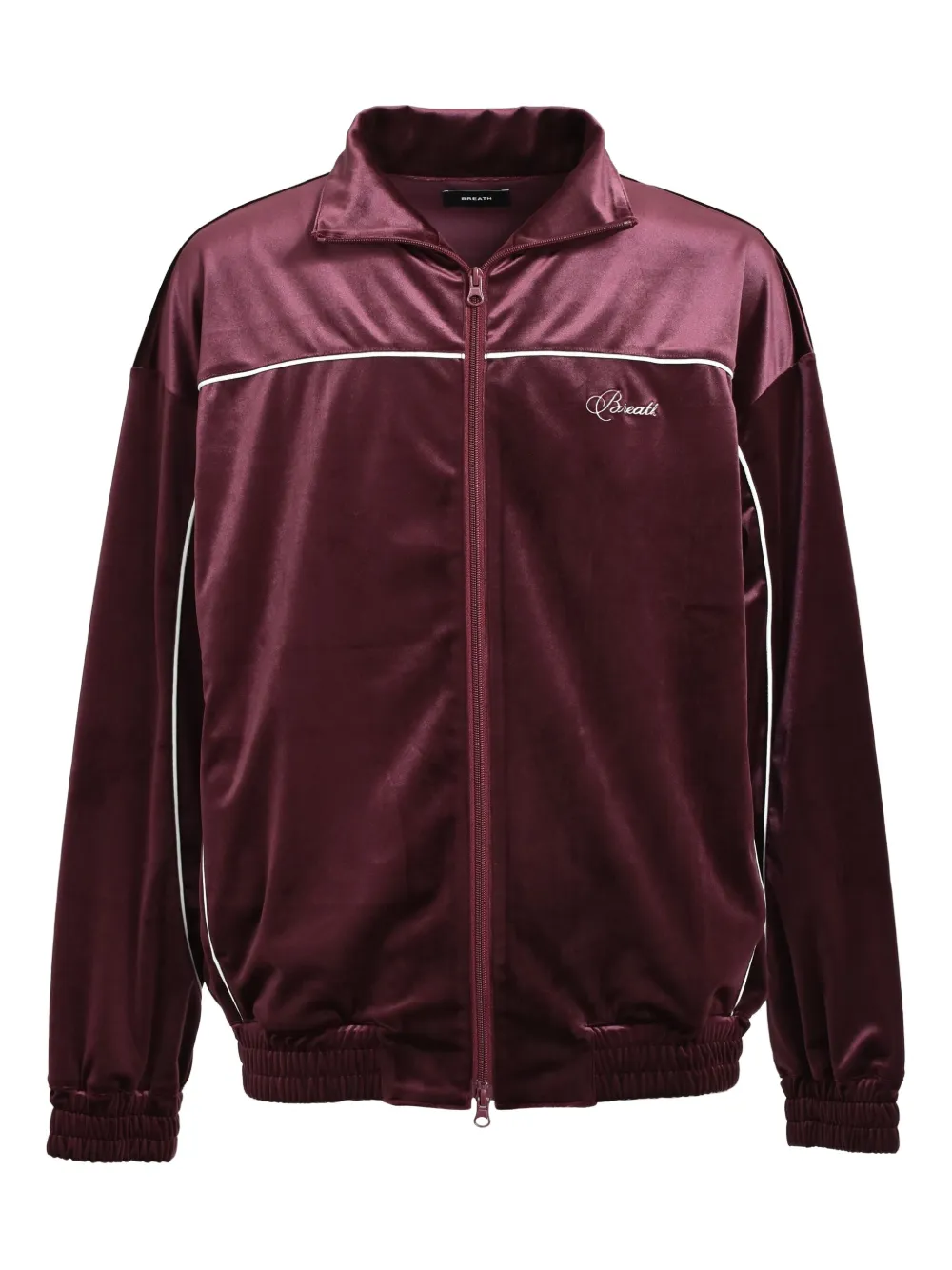 BREATH script-logo piping velour sweatshirt | Red | Image 1