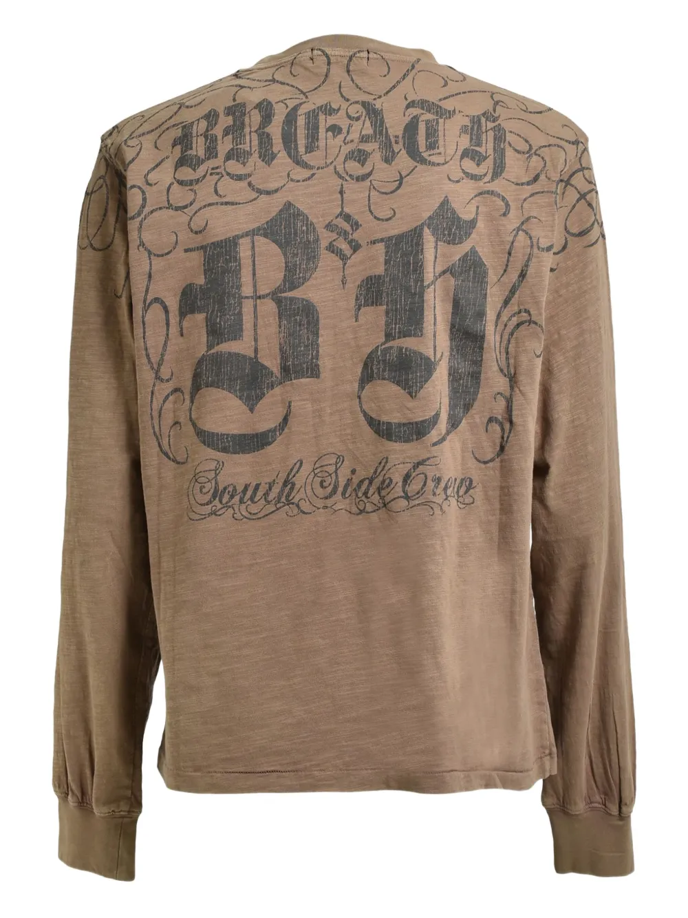 BREATH T-shirt met doodskopprint - Bruin