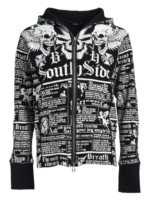 BREATH Skull Wash zip-up hoodie 