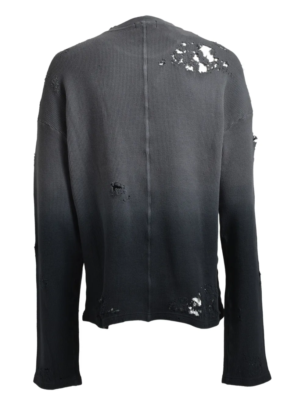 BREATH T-shirt met gerafeld wafelpatroon - Zwart