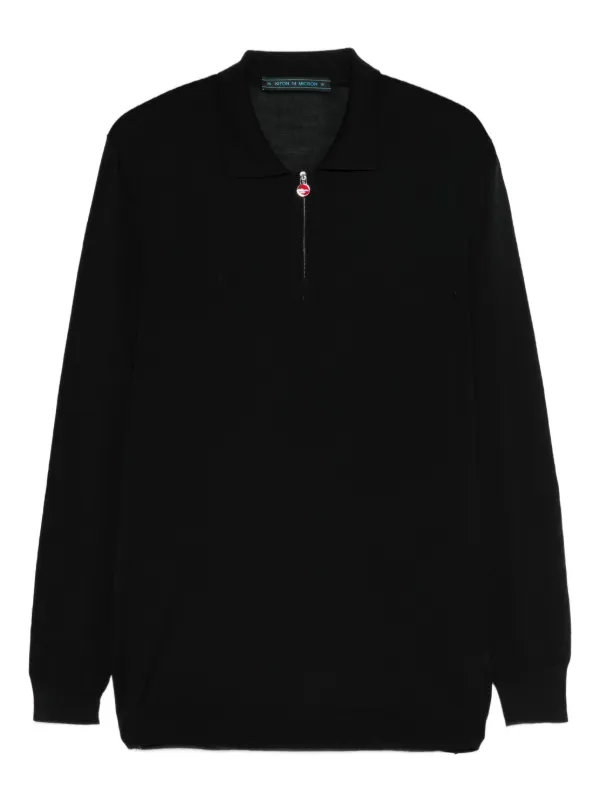 Kiton Zip-fastening Polo Shirt in Black