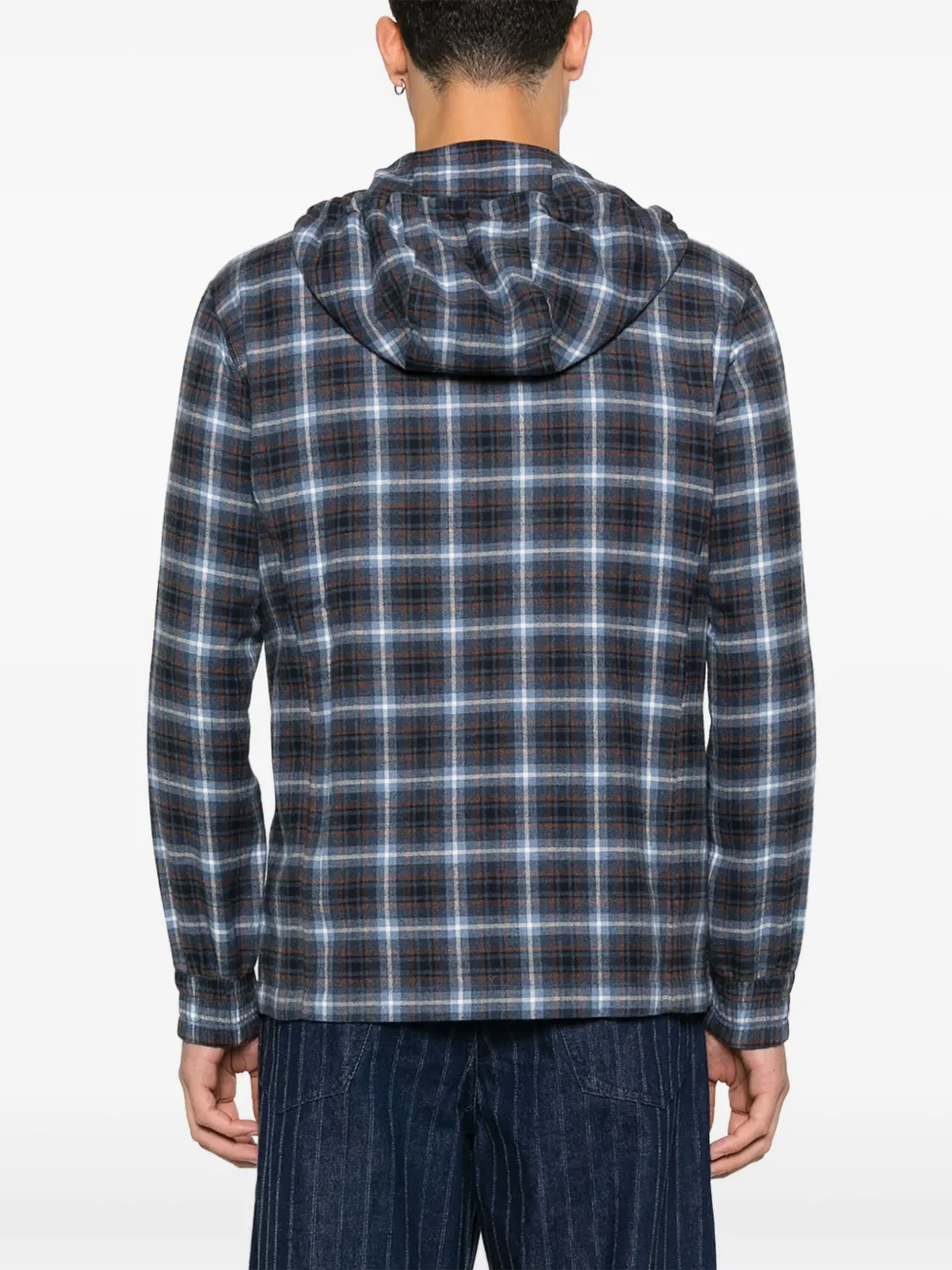 Kiton Geruit jack met capuchon Blauw