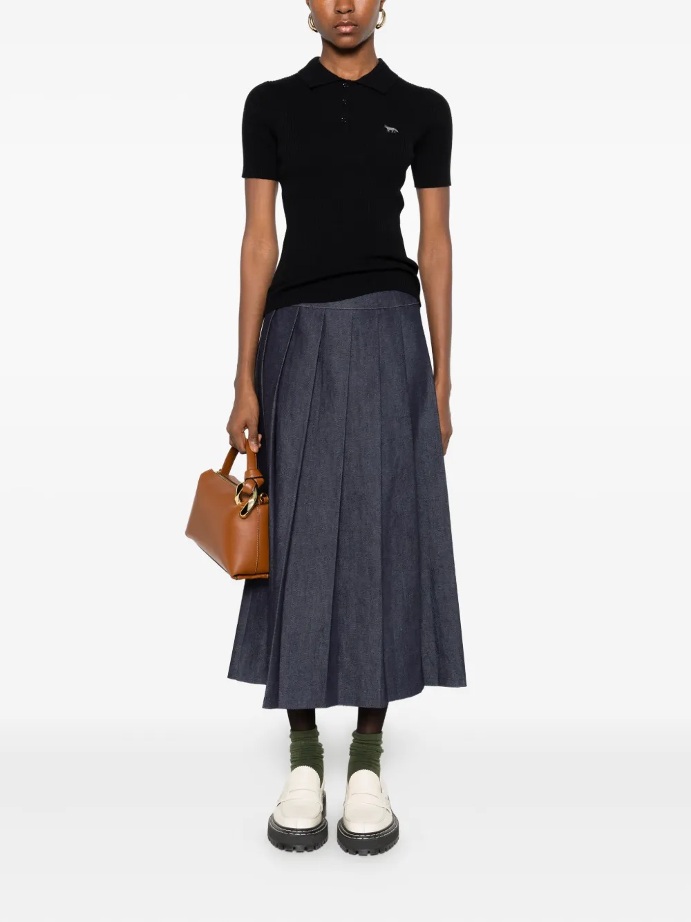 Maison Kitsuné Gebreid poloshirt - Zwart