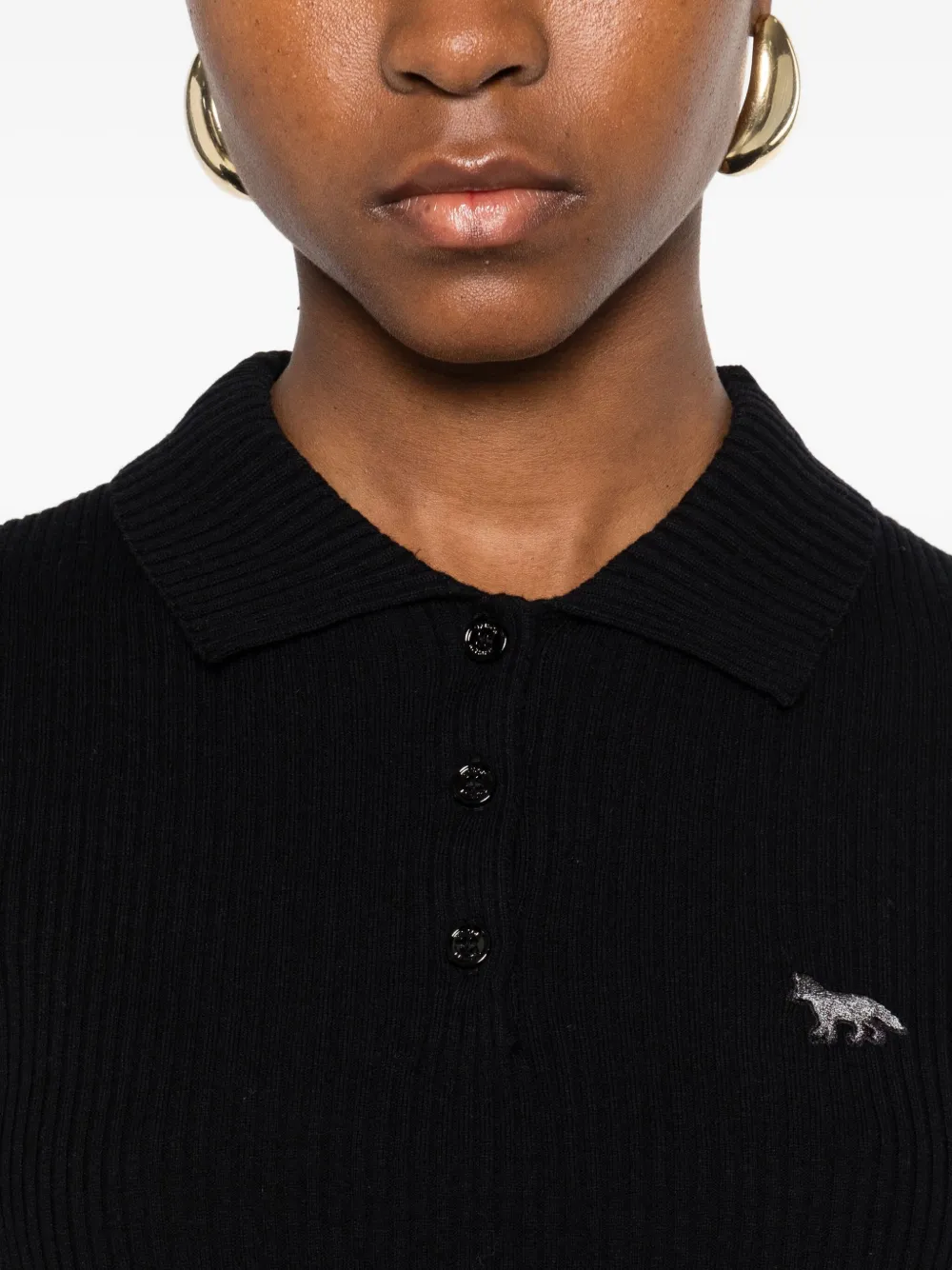 Maison Kitsuné Gebreid poloshirt Zwart