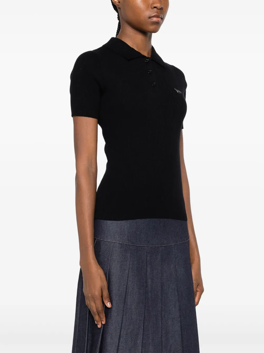 Maison Kitsuné Gebreid poloshirt Zwart