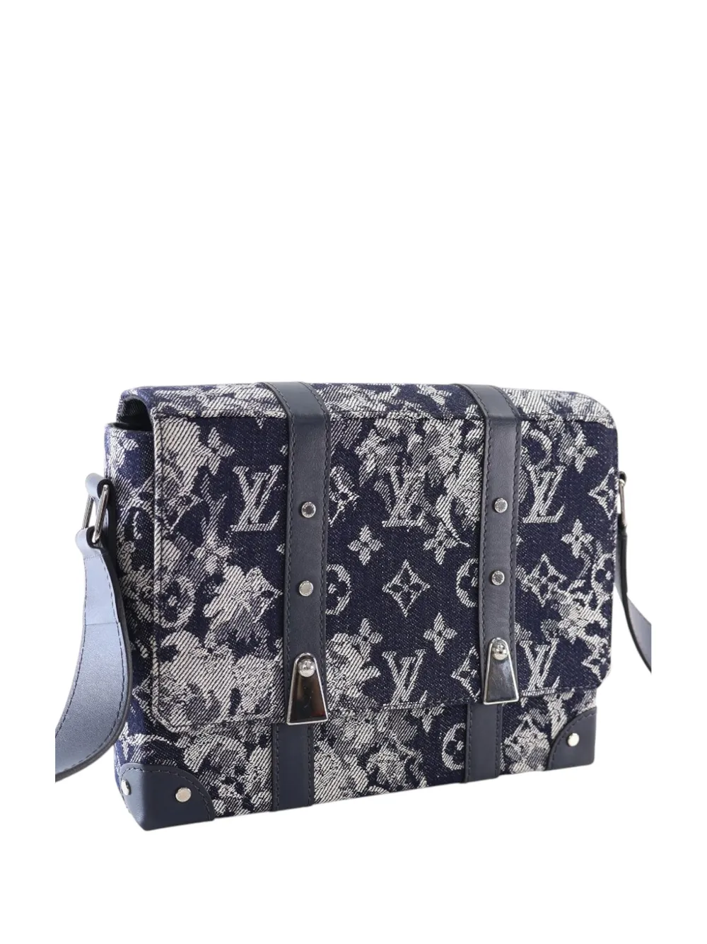 Pre-owned Louis Vuitton 2020 Monogram Tapestry Trunk Messenger Crossbody Bag In Blue