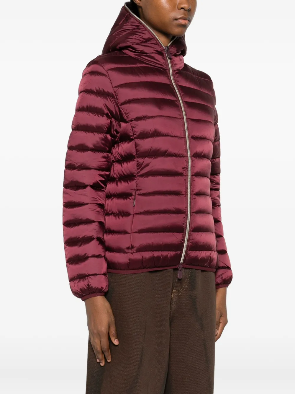 Save The Duck Alexis Hooded Zip-up Jacket In Burgundy