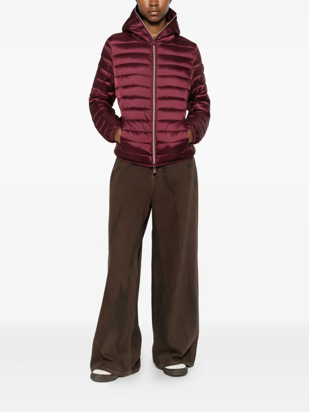 Save The Duck Alexis Hooded Zip-up Jacket In Burgundy