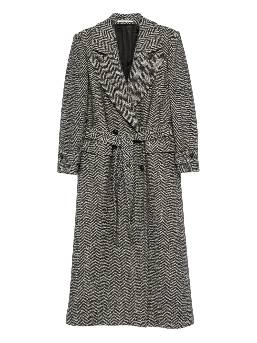 Tagliatore herringbone-pattern belted coat | Grey | Image 1