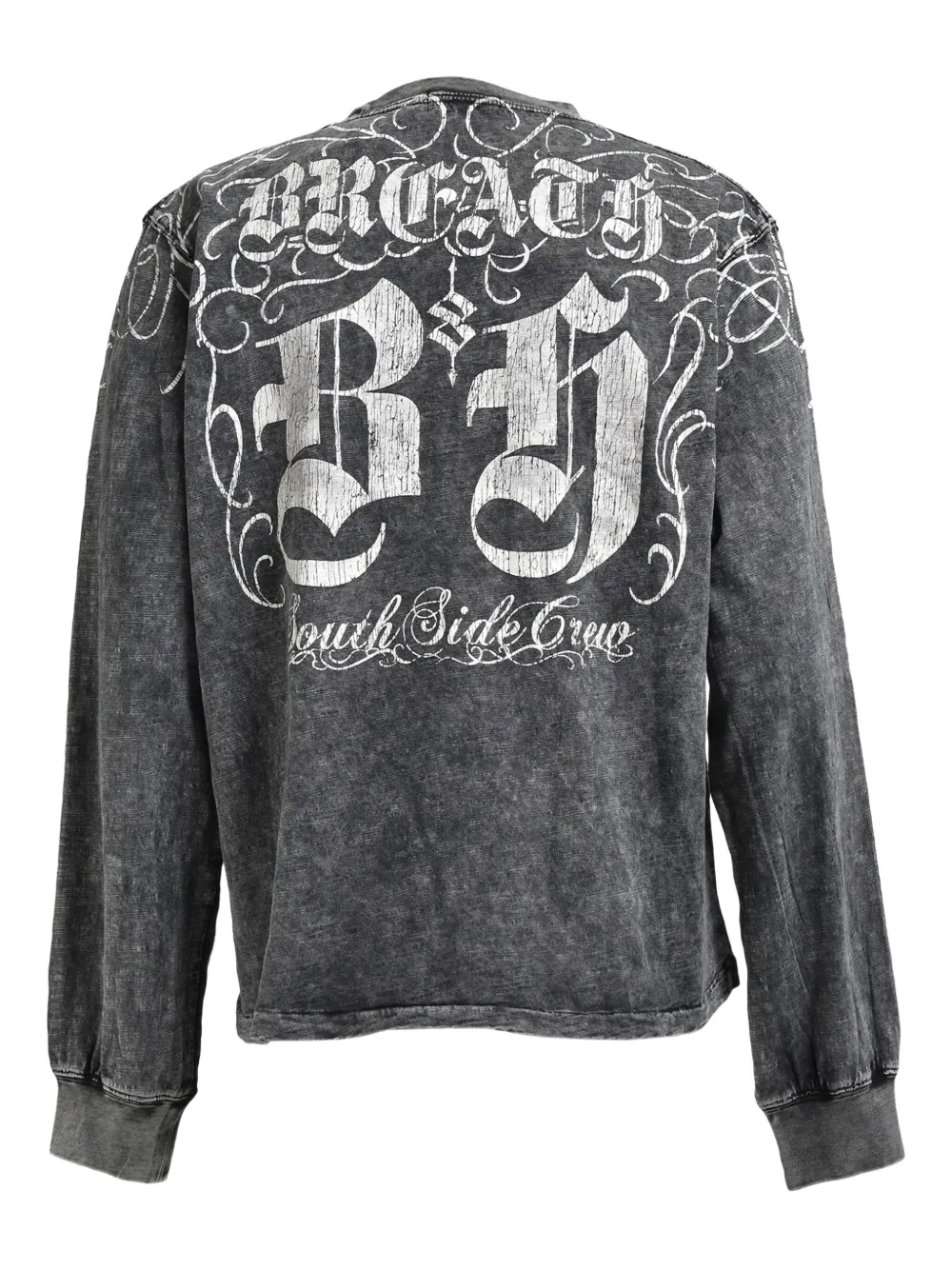 BREATH T-shirt met doodskopprint en lange mouwen - Grijs