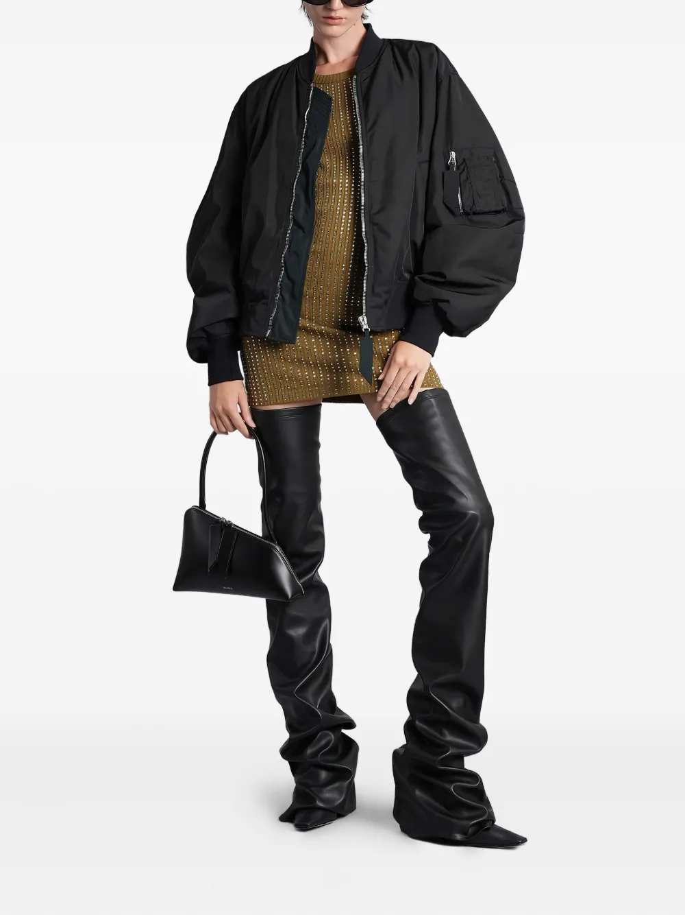 Attico Zip Pocket Bomber Jacket In Black