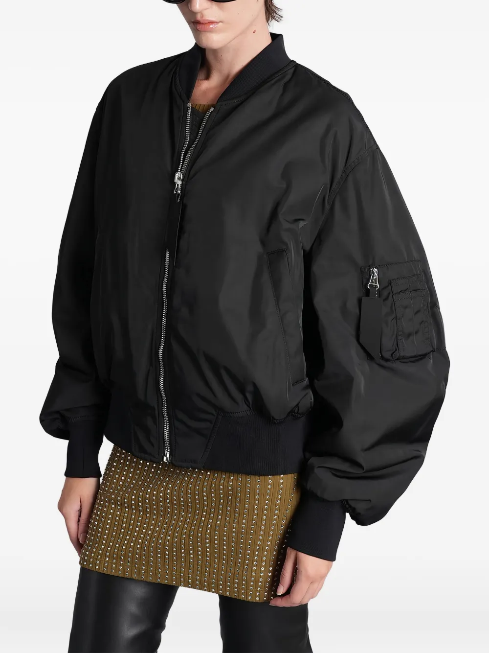 Attico Zip Pocket Bomber Jacket In Black