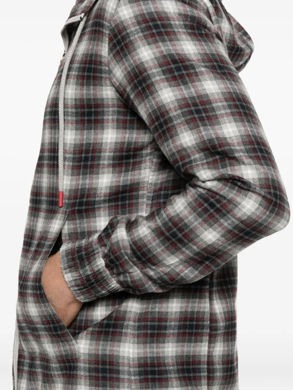 Kiton Geruite hoodie Grijs