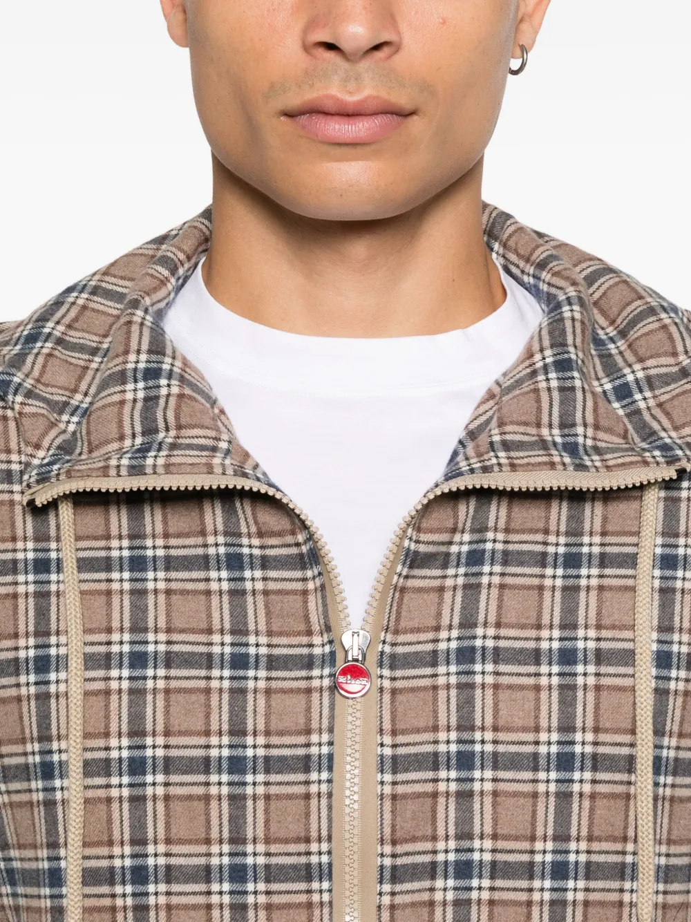 Kiton Geruite hoodie Bruin