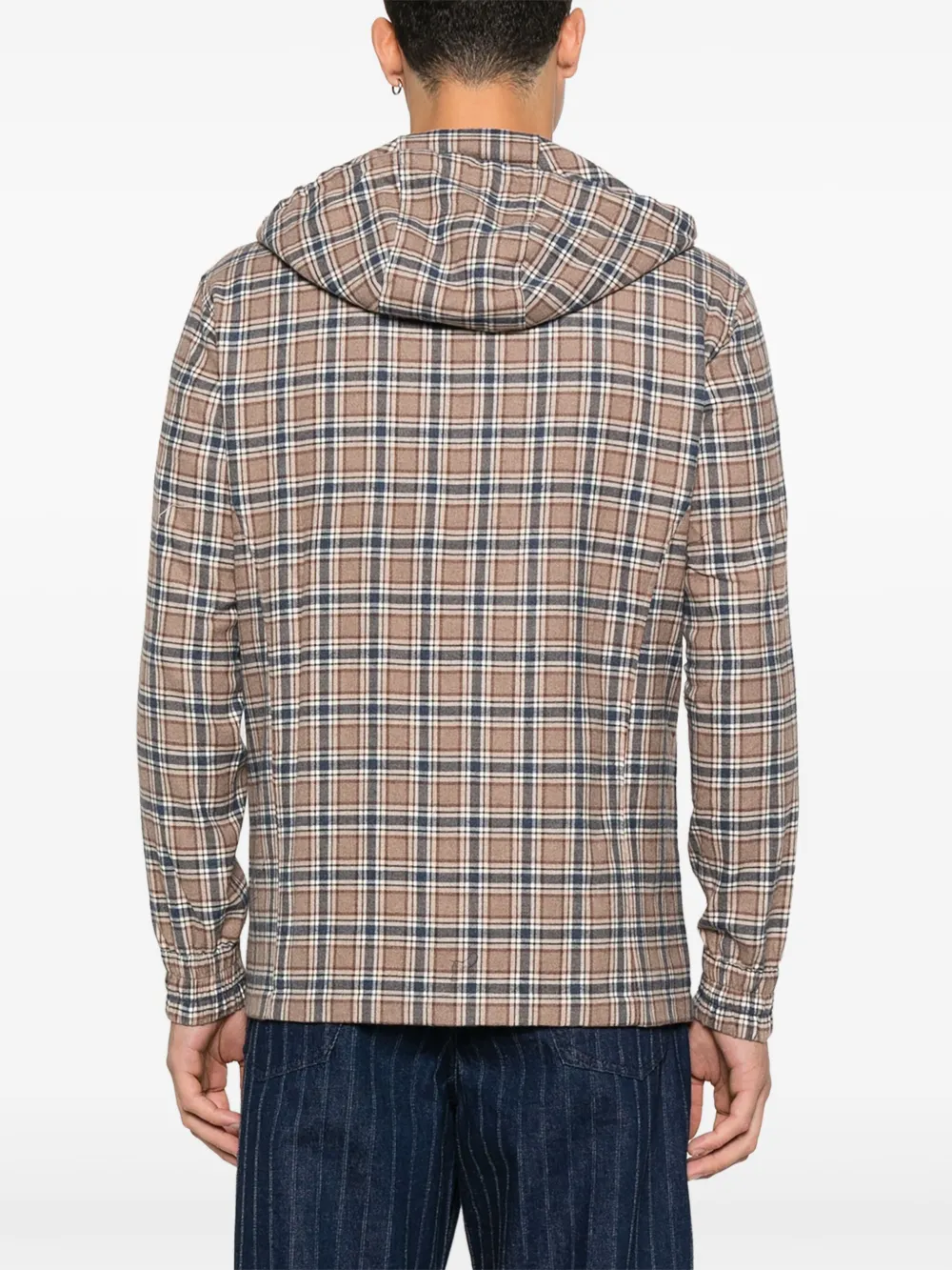 Kiton Geruite hoodie Bruin