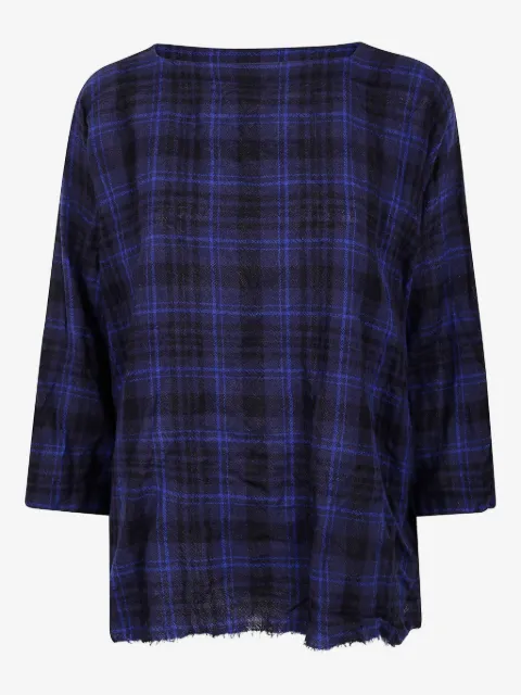 Daniela Gregis tartam-print frayed-hem blouse 