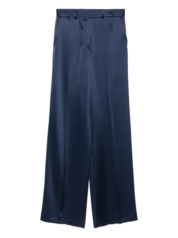 Kiton Satin Trousers in Blue
