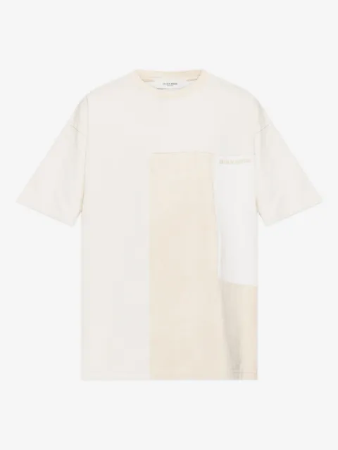 Golden Goose playera en jersey de algodón con efecto patchwork blanco y beige