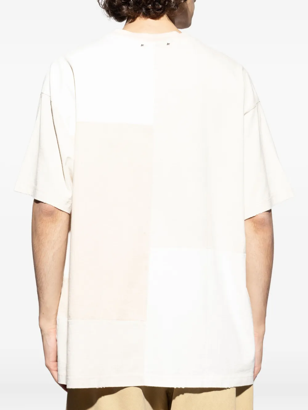 Golden Goose T-shirt met colourblocking en logodetail Beige