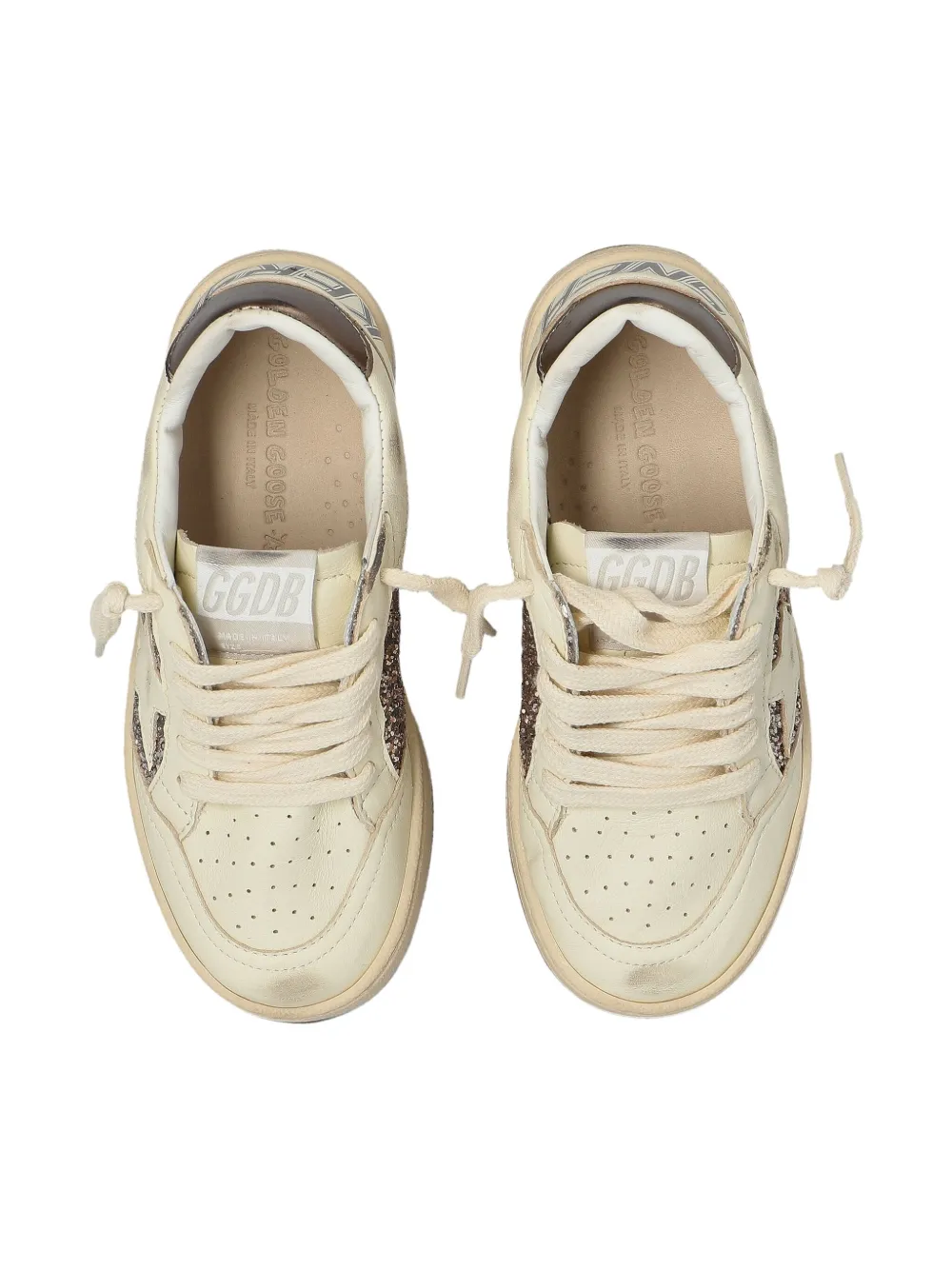 Golden Goose Kids Sneakers met glitterdetail Beige
