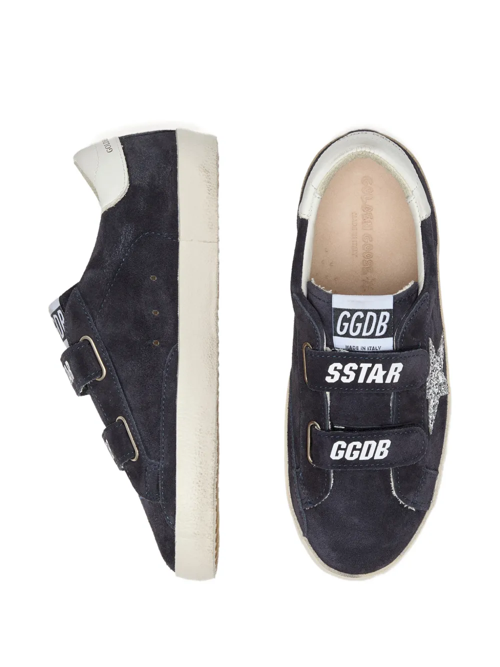 Golden Goose Kids Old School sneakers met glitterband Blauw