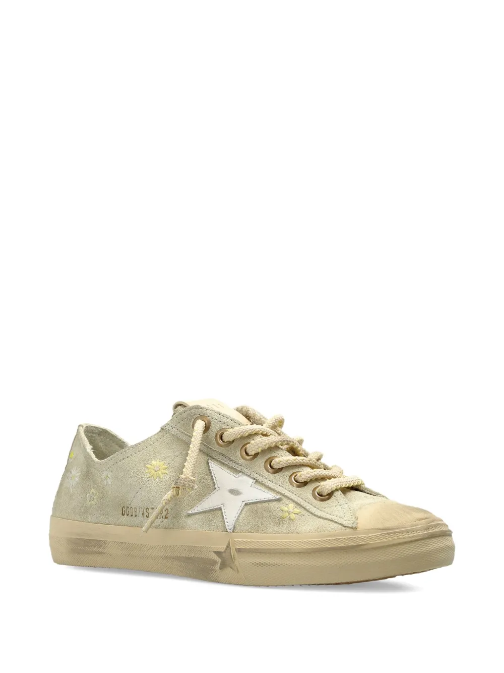 Golden Goose Sneakers met geborduurde bloemen Beige