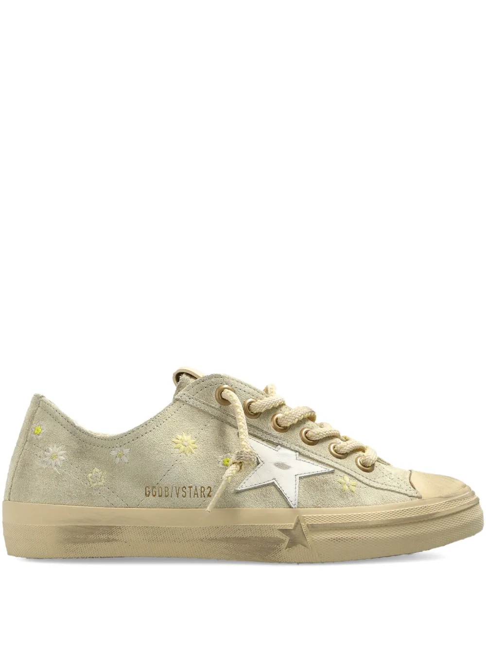 Golden Goose Sneakers met geborduurde bloemen Beige