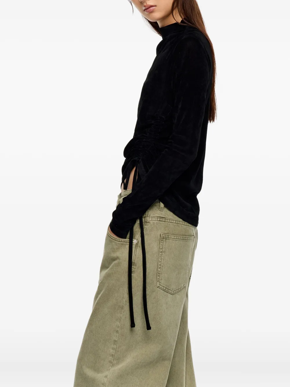 Bimba y Lola Top met trekkoord en gedrapeerde hals Zwart