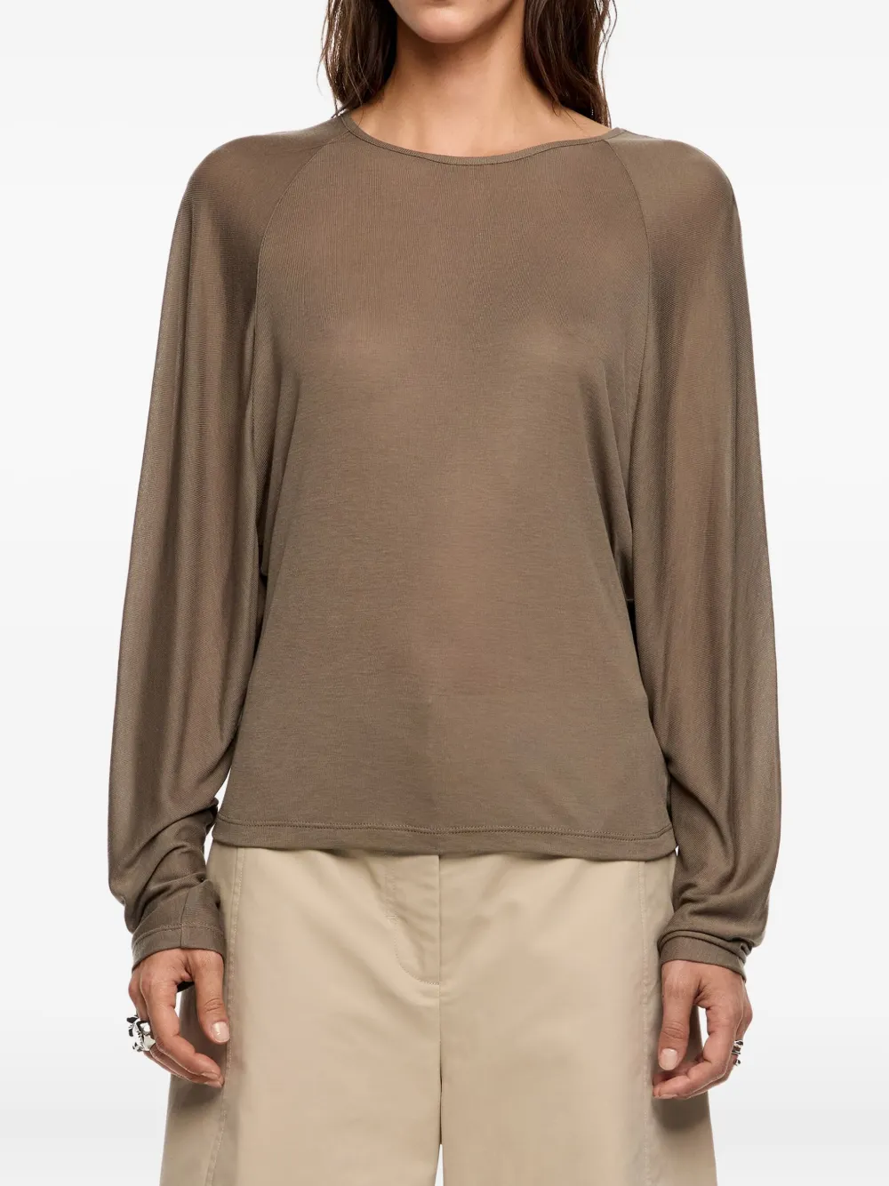 Bimba Y Lola Fluid Raglan Sleeve T-shirt In Brown