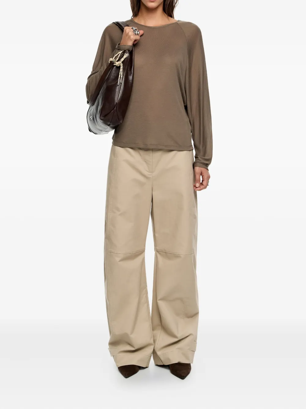 Bimba Y Lola Fluid Raglan Sleeve T-shirt In Brown