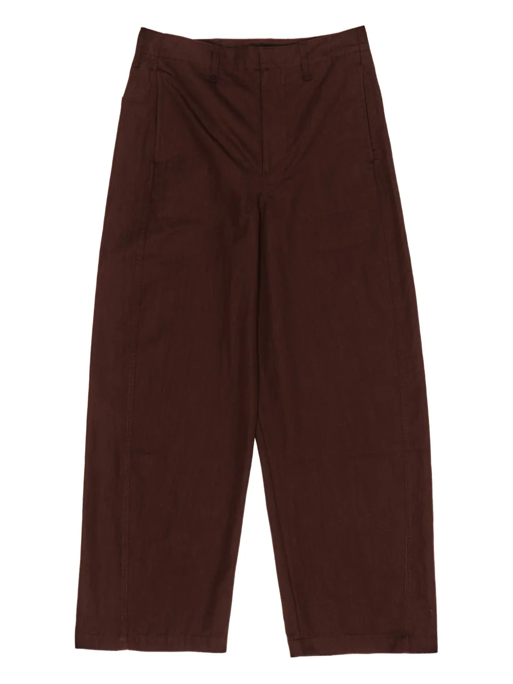 Bimba Y Lola Technical Cotton Barrel Leg Trousers In Brown