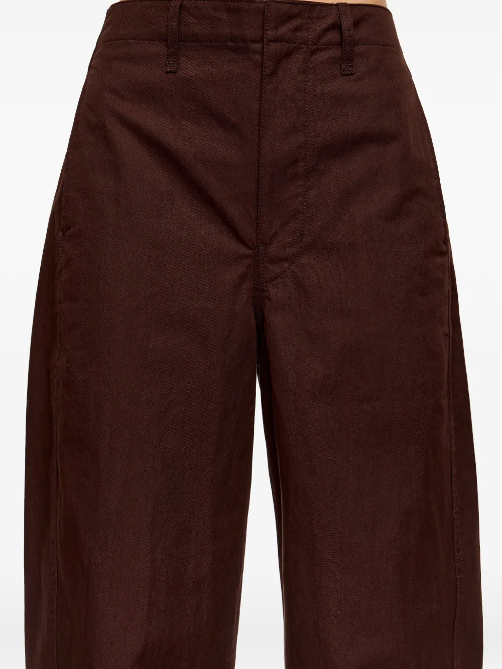 Bimba Y Lola Technical Cotton Barrel Leg Trousers In Brown