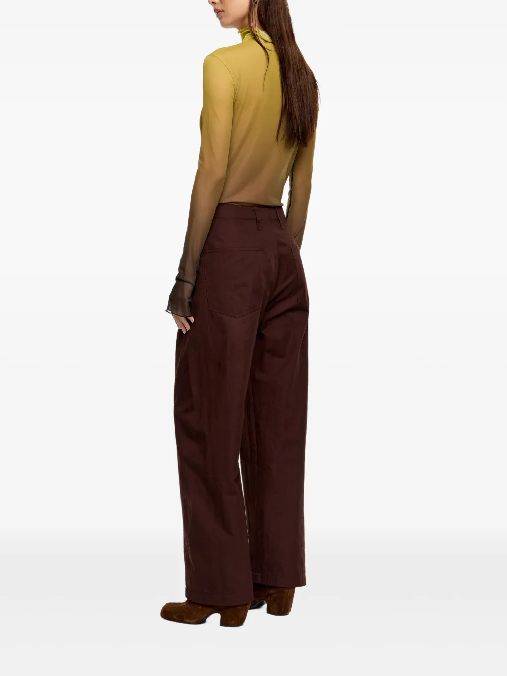 Bimba Y Lola Technical Cotton Barrel Leg Trousers In Brown