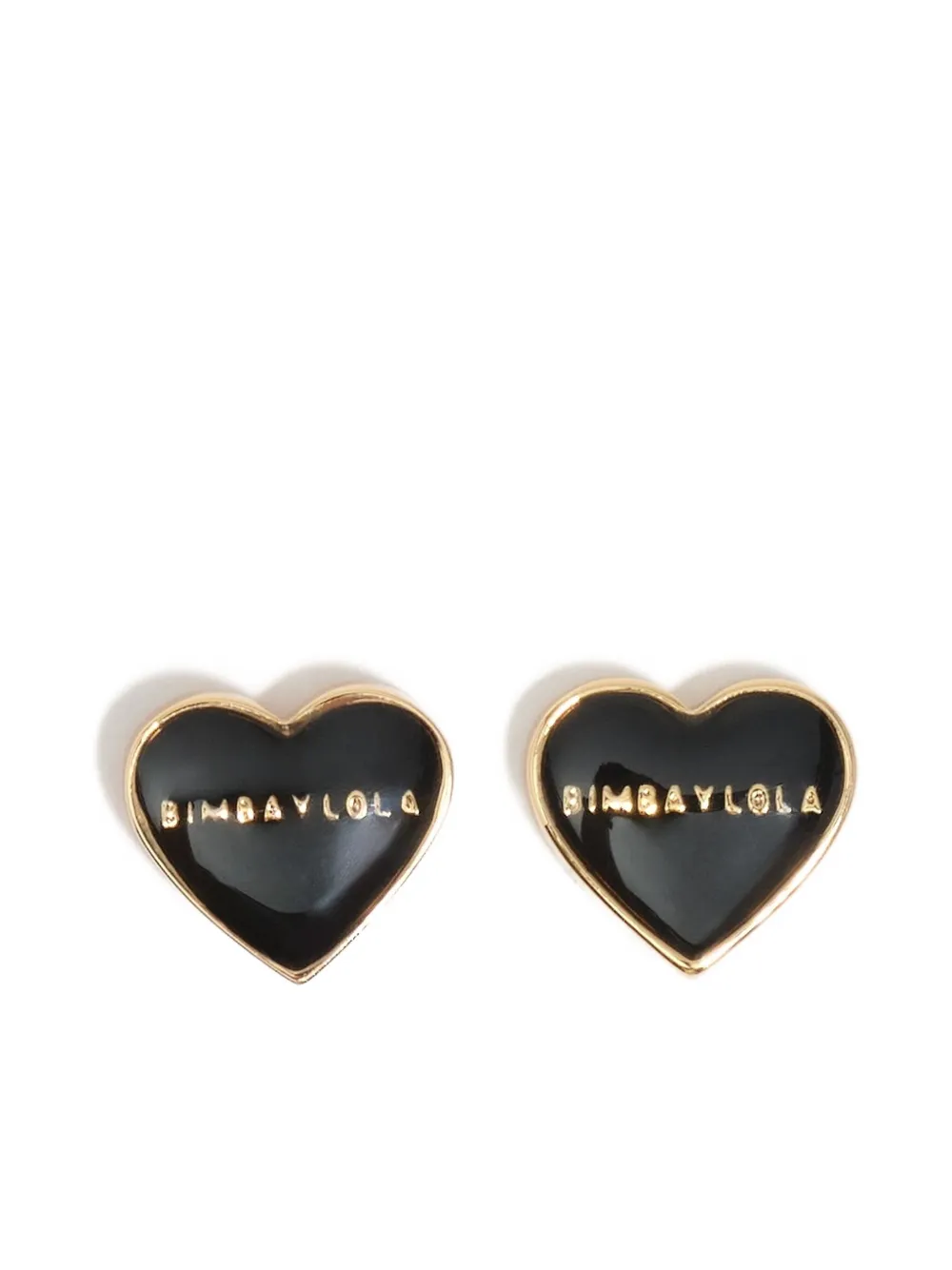 Bimba y Lola aretes en forma de corazón de latón | negro | Image 1