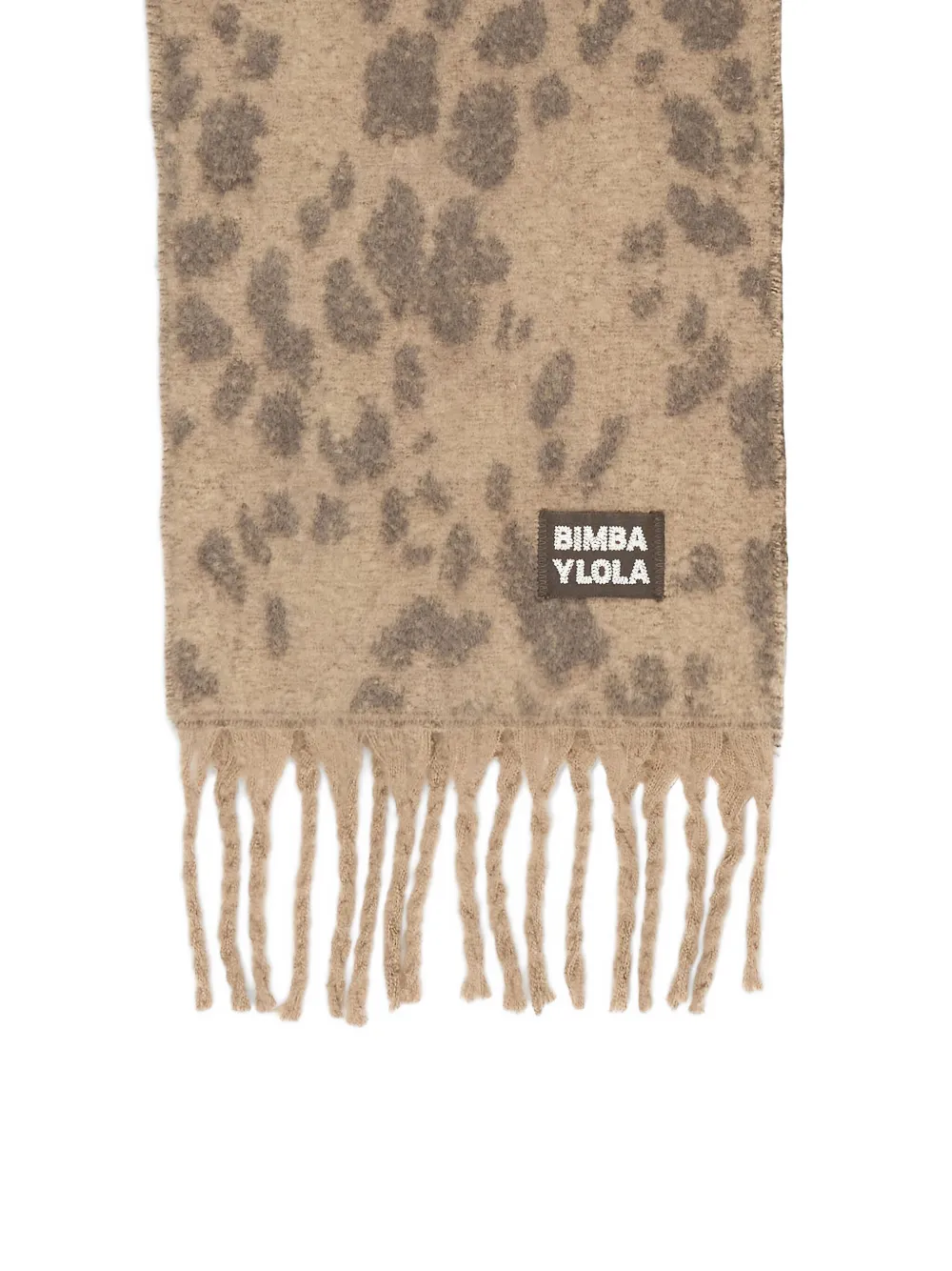 Bimba y Lola Sjaal met franje en dierenprint - Beige