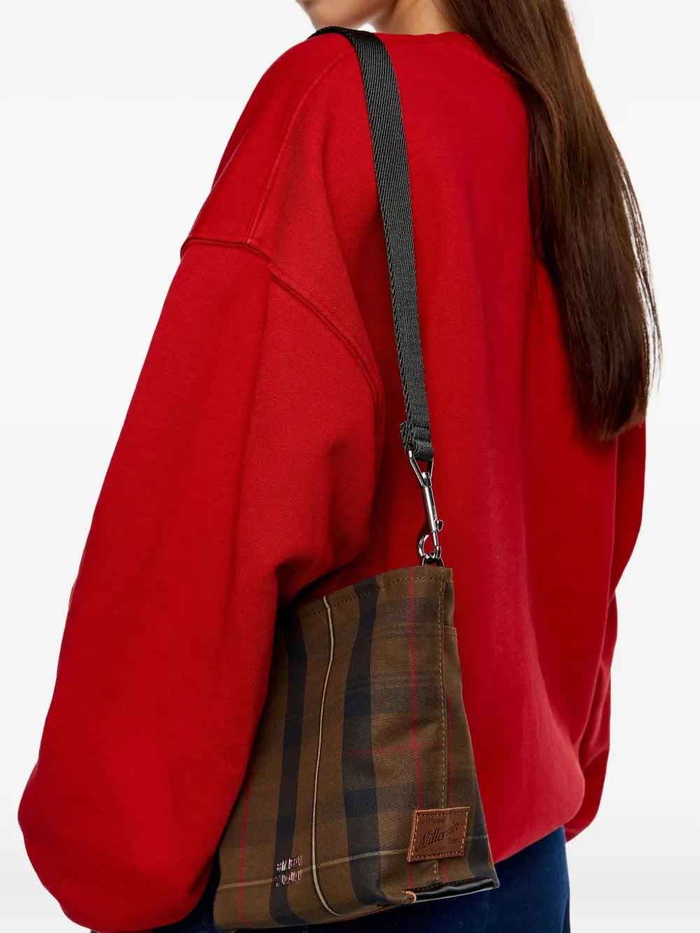 Bimba Y Lola Plaid Strap Satchel In Brown