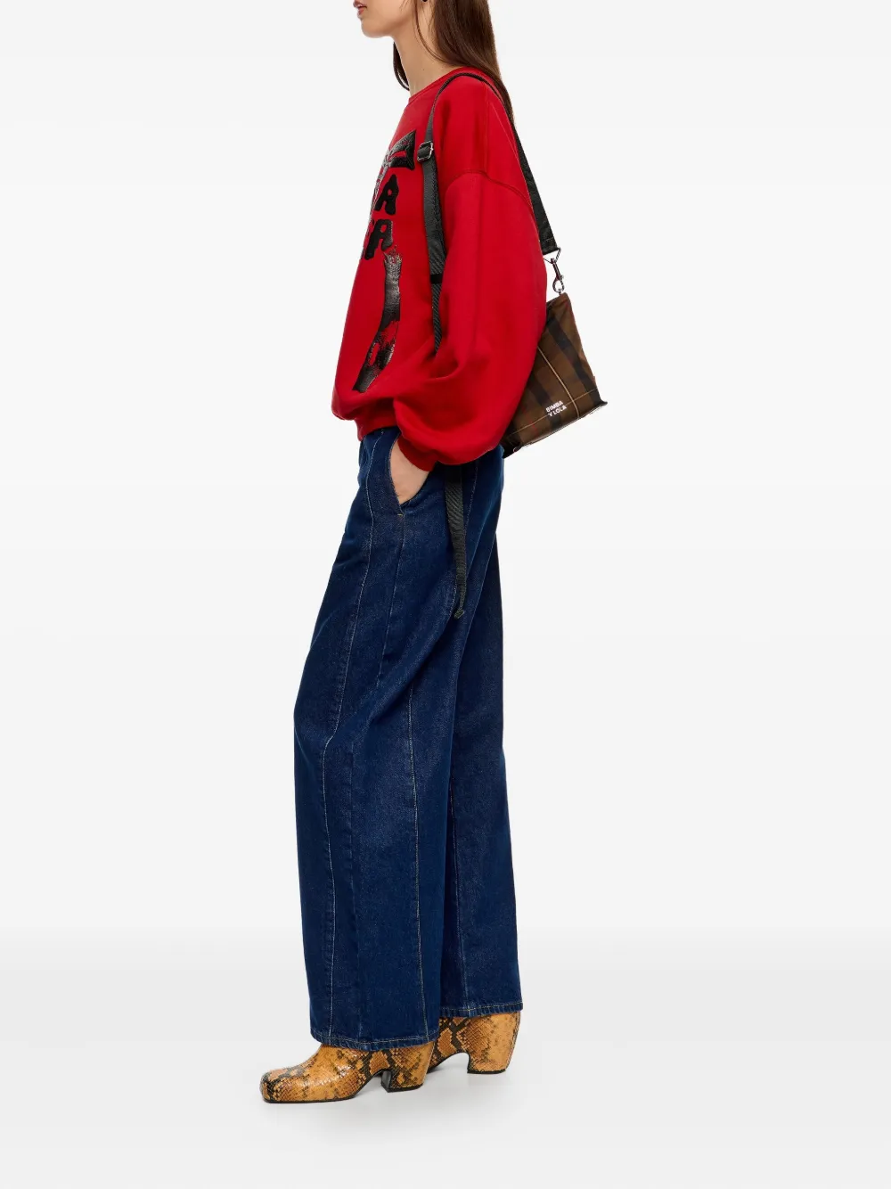 Bimba Y Lola Plaid Strap Satchel In Brown