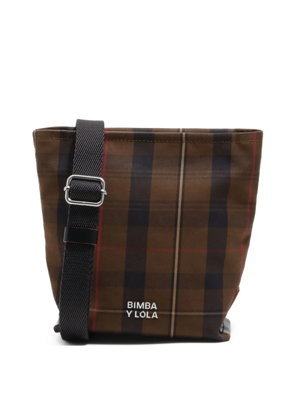 Bimba Y Lola Plaid Strap Satchel In Brown