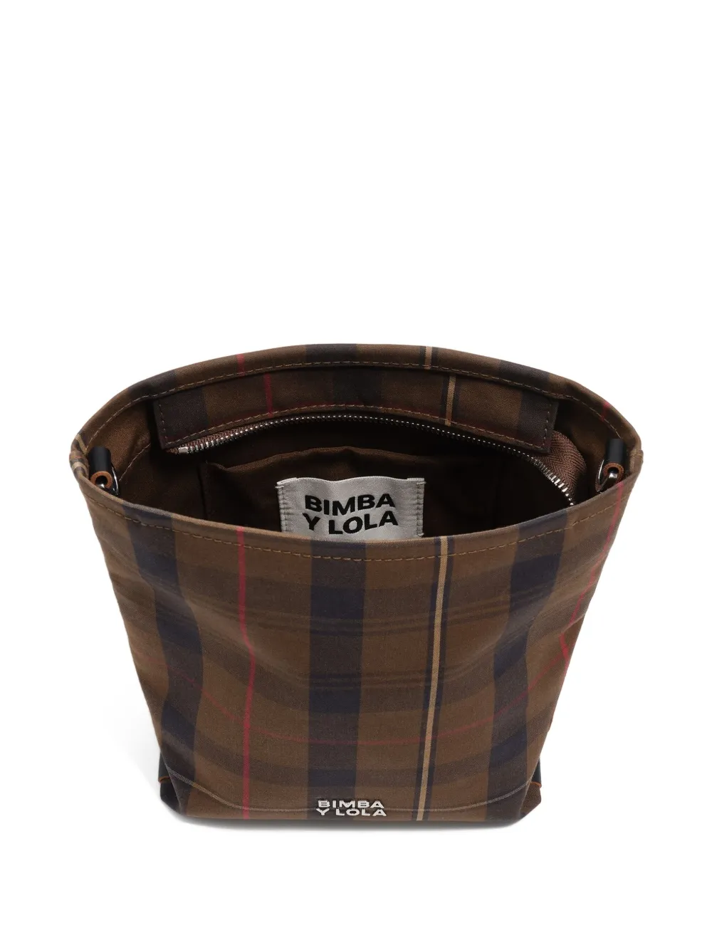 Bimba Y Lola Plaid Strap Satchel In Brown