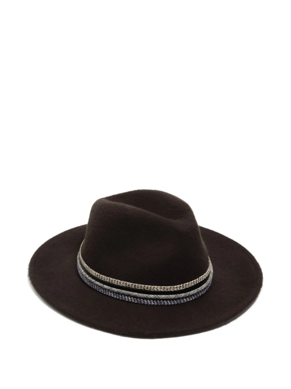 Bimba Y Lola Woven-trim Wool Hat In Brown